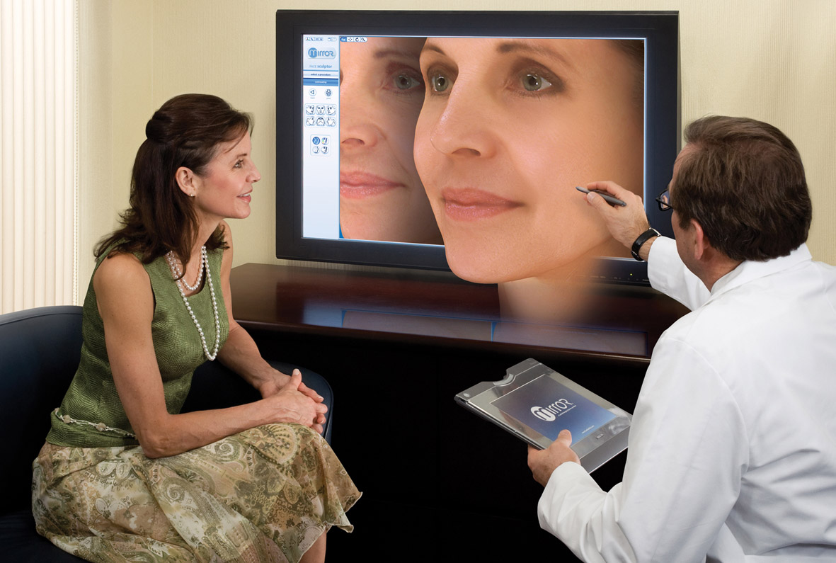 Dr George Mireas using VECTRA 3D imaging during rhinoplasty consultation