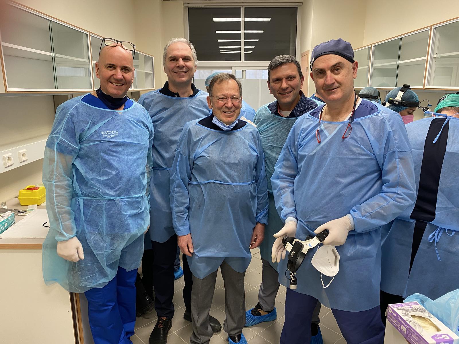 Dr George Mireas with faculty members during cadaver dissection course in Alexandroupolis 2022
