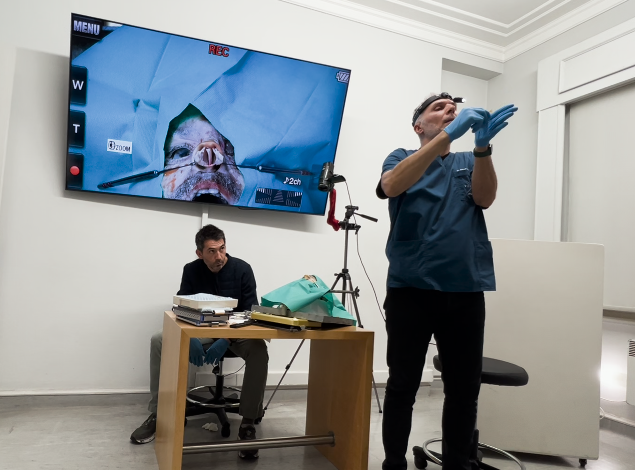 Dr George Mireas performing live surgical rhinoplasty training during the Athens 2024 cadaver course