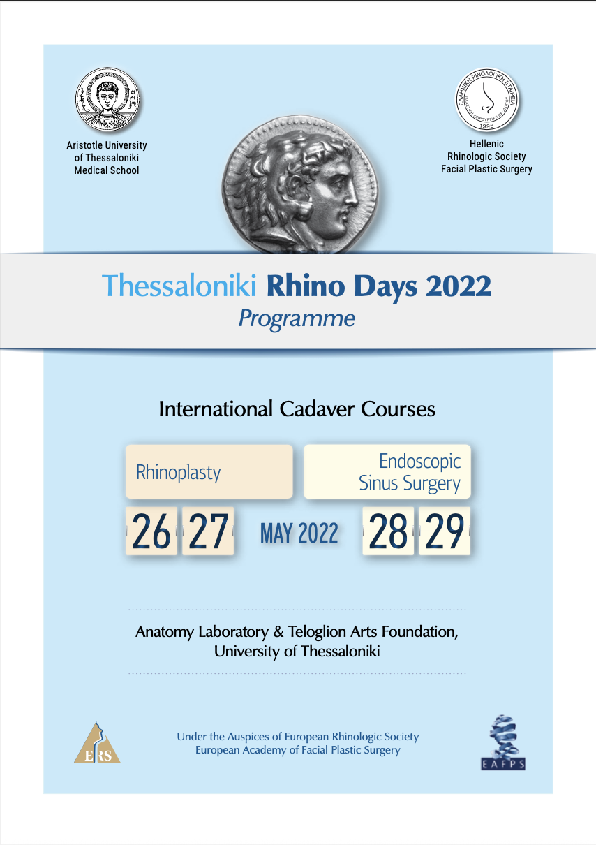 Official programme cover of RhinoDays 2022 International Cadaver Courses held in Thessaloniki