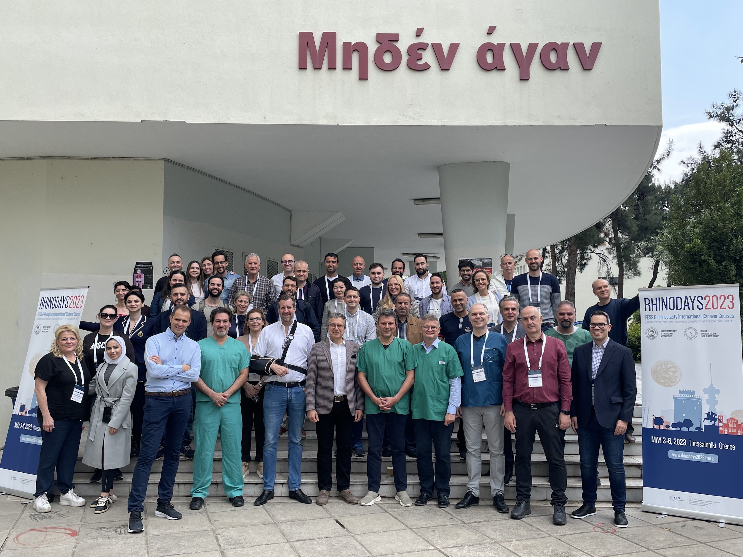Participants and faculty group photo at RHINODAYS 2023 in Thessaloniki