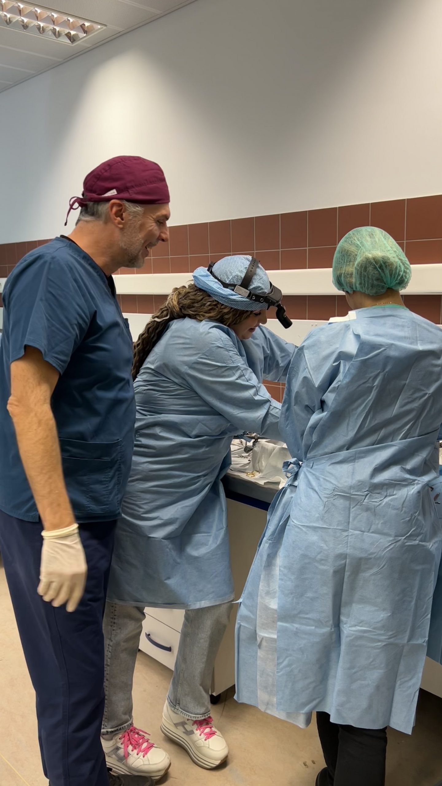 Dr George Mireas during hands-on rhinoplasty cadaver teaching session at the University of Patras fresh cadaver workshop in 2024